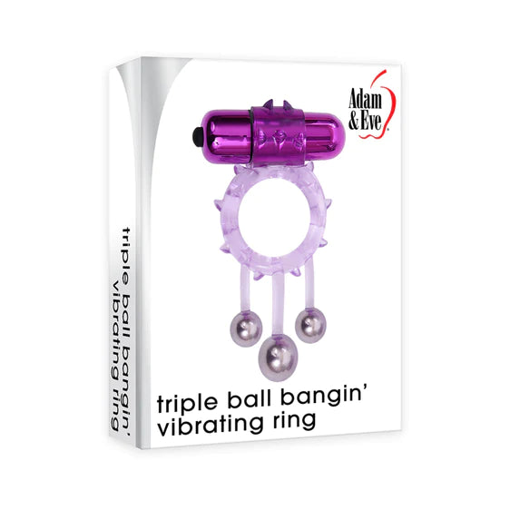 Adam & Eve Triple Ball Bangin' Vibrating Cockring Purple